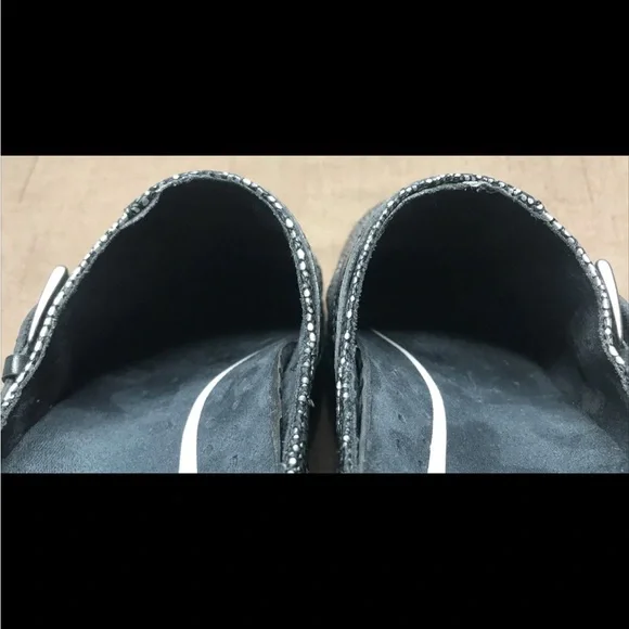 Klogs Austin Stingray Women's Clogs Silver Black Leather Size 8M Work Nursing - Picture 14 of 14